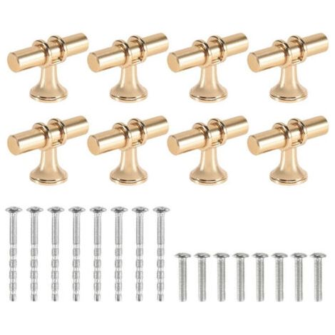 Lot de 8 boutons meuble champagne Euro T bar modernes armoires tiroirs (1/2)