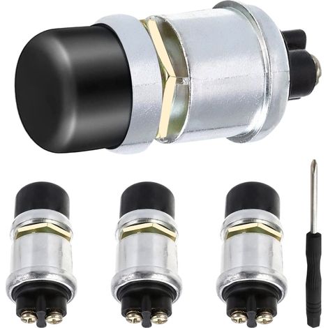 Bouton Poussoir Démarrage - Interrupteur Momentané 12 V 50 A - Pour Klaxon Allumage Moteur Voiture Bateau Moto - 4 Pièces (1/5)