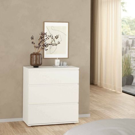 Dmora - Cassettiera Aski, Settimino multiuso, Comò camera da letto, Mobile con cassetti, 77x40 h84 cm, Bianco (1/5)