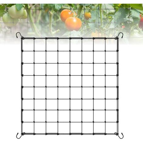 Filet de support pour plantes - 90 x 90 cm - extensible à 120 x 120 cm - avec 4 crochets en S en acier inoxydable - les fruits et les fleurs (1/5)