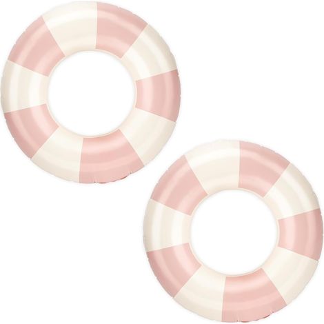 Stries Bouee Piscine Adulte, 2PCS Bouée Piscine Anneau de Natation, Bouée Gonflable Rétro Rayée en PVC Bouée Piscine, pour Les Vacances à la Plage et Les fêtes de Piscine (1/5)
