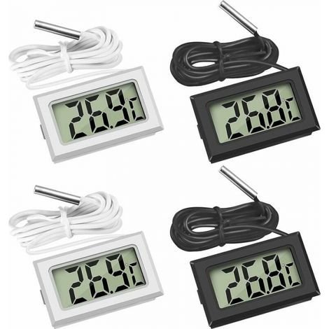 Mini-Digital-LCD-Thermometer mit Temperaturfühler (2x Schwarz, 2x Weiß) (1/5)