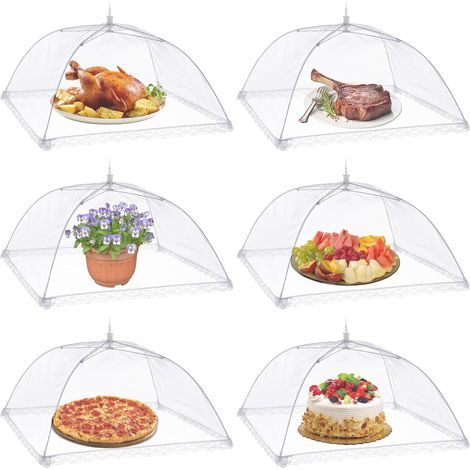 6pcs Cloche Alimentaire Pliable Anti-mouche Couvercle de Nourriture en Maille Pliant Tente Parapluie Anti-insectes Anti-moustiques Protection pour Barbecue Pique-nique Aliments (1/5)