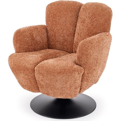 Fauteuil Pivotant 360° en Tissu Texturé Cannelle et Pied Métal Noir - Achil (1/5)
