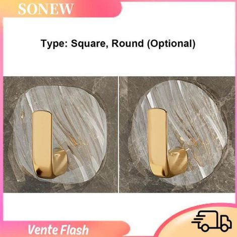 Sonew Crochets muraux Petit crochet de luxe exquis, léger, sans perçage, cintres muraux, crochets linge lit Rond Transparent (1/5)