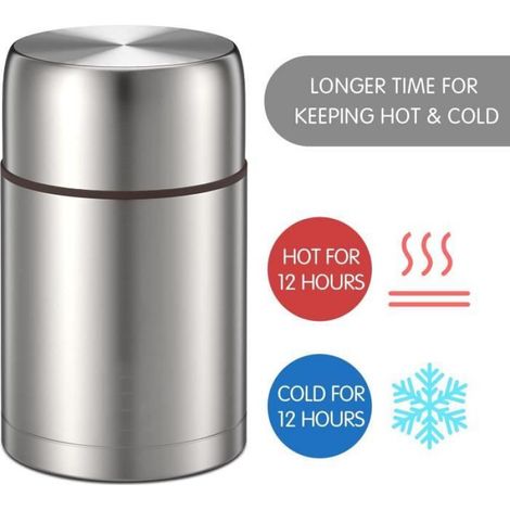 Acier Inoxydable Boîtes Alimentaires Isothermes,800ml Lunch box,Isotherme repas chaud,Récipient alimentaire isotherme Avec (1/4)