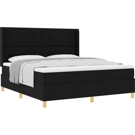 Maison Exclusive - Lit à ressorts avec tête de lit Noir 180 x 200 cm tissu (1/5)