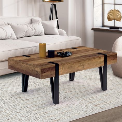 Mesa de centro AUSTRIA con 1 cajón de madera y base de pasador