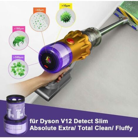 YMYNY 2 Pack HEPA Filtres de Rechange pour Dyson V12 Detect Slim Absolute Extra/ Total Clean/ Fluffy Aspirateur Sans Fil 971517-01 (1/4)