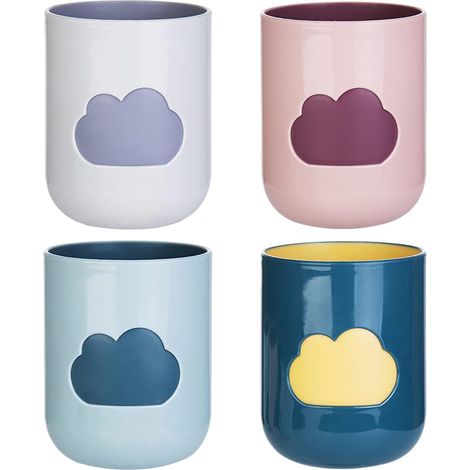 4pcs Mouthwash Cups Travel Mouthwash Cup Cloud Pattern Design for Picnics, Outdoors and Family Gatherings (4 Colors) (1/5)