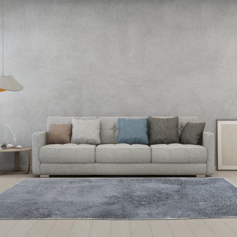 Dicker, weicher, moderner, flauschiger Teppich für den Innenbereich, Wohnzimmer, rutschfester Yogateppich, Heimdekoration (120 x 160 cm, silbergrau) (1/5)