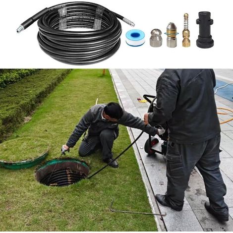 Tuyau de vidange en métal et caoutchouc pour nettoyeur haute pression Karcher K5 - Tuyau de 15 m pour un drainage efficace et une canalisation des tuyaux lourds (1/5)