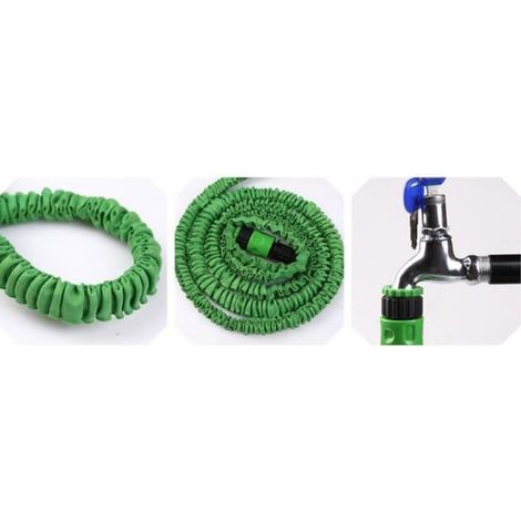 Tuyau d'Arrosage - OUTAD - Tuyau Flexible Magique - Extensible - 75Ft (22.5M) - Plastique Vert (1/4)