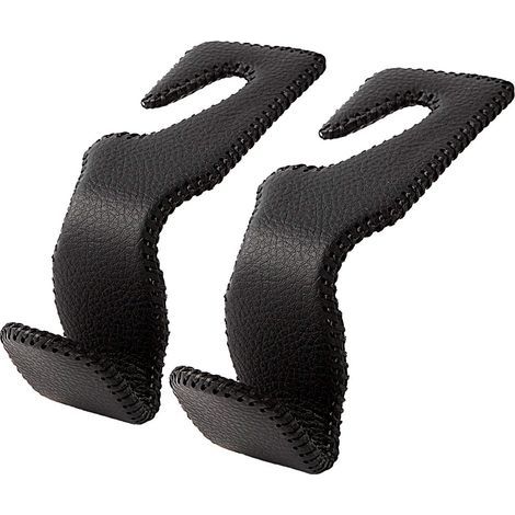 Set di 2 ganci per poggiatesta auto, organizer per sedile posteriore, in pelle nera, per appendere borse, borsette e cappotti. (1/5)