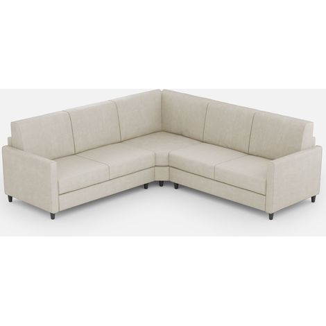Canapé d'angle moderne italien tissu blanc cassé Korane - 5 tailles 221x221 cm-Taille 221x221 cm (1/5)