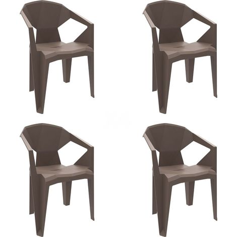 Fauteuils Delta garbar plastique marron (Lot de 4) (1/4)