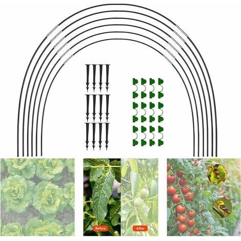18PCS Garden Hoop House Kit, Greenhouse Tunnel Hoops, Plant Growing Tunnels Support Houses Gardening Fiberglass Grow Frame Gardens (1/5)