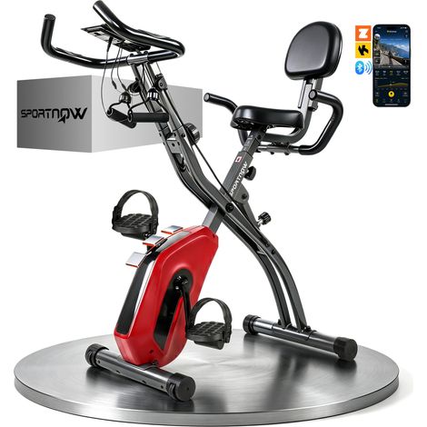 SPORTNOW 4-In-1 Folding Exercise Bike with Resistance Bands, Red (1/5)