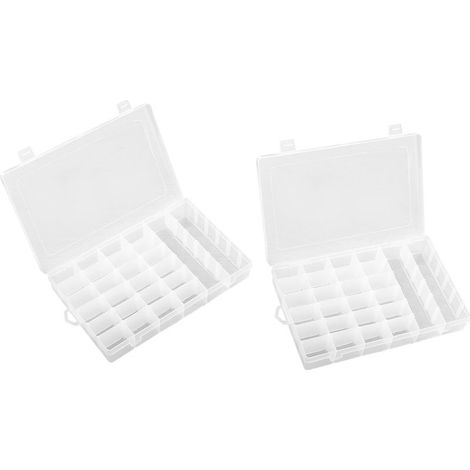 2-teilige Schmuckaufbewahrungsbox mit 36 Fächern aus transparentem ABS mit herausnehmbaren Trennwänden (1/5)