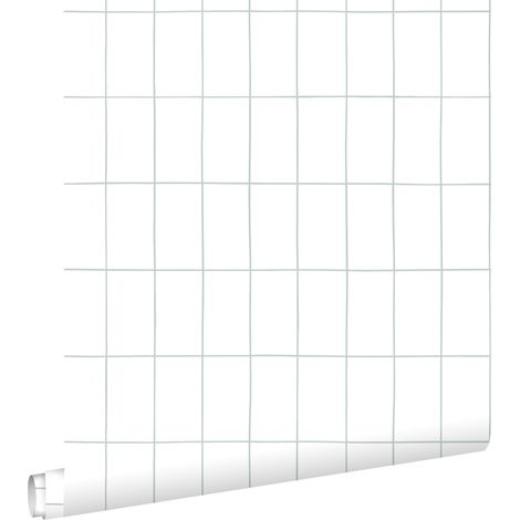 papier peint carrelage bleu gris  - ESTAhome