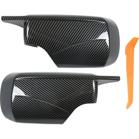 Horn Style Linke Rechte Seitentür-Rückspiegel-Abdeckungskappen für 3er-Serie E46 Limousine 1998-2005, Kohlefaser (1/5)