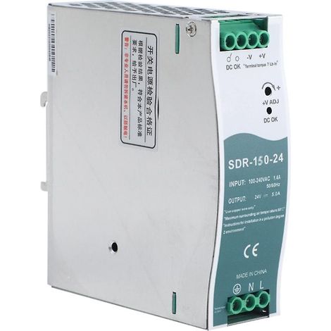 Alimentation à découpage SDR-150-24 6,5 A, montage sur rail DIN, avec fonction PFC et capacité de charge de 150 % (1/5)
