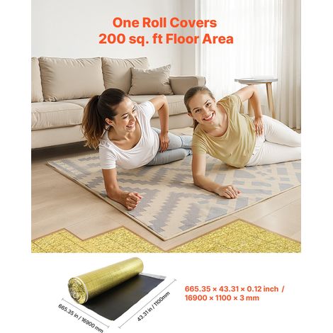 Sous Couche Parquet, 18,6 m², Sous-couche Isolante, Épaisseur 3 mm, Mousse IXPE, Film PE Imperméable Doré, Insonorisation Anti-humi… (1/5)