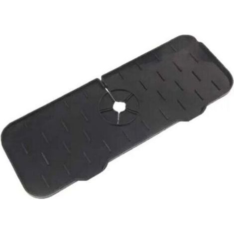 (Black, 1 Piece) Silicone Kitchen Faucet Protector Mat, Sink Drainer Sponge, Foldable, Sink Splash Guard, Bathroom Countertop (1/4)