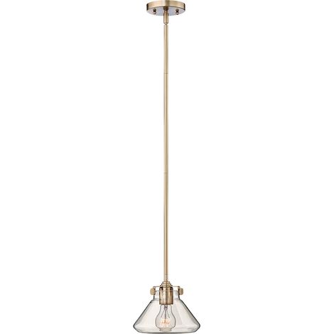 Elstead Congress - Luminaire suspendu à 1 ampoule dôme en verre transparent caramel brossé, E27 (1/4)