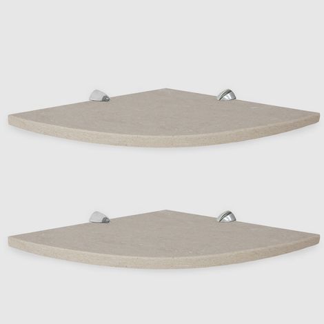 ALEDA STONE Quick Shelf 2 mensole angolari in marmo naturale sabbia chiara lucido cm 22,9 con 4 reggimensola codice prod: SBHA2QLU15 (1/2)