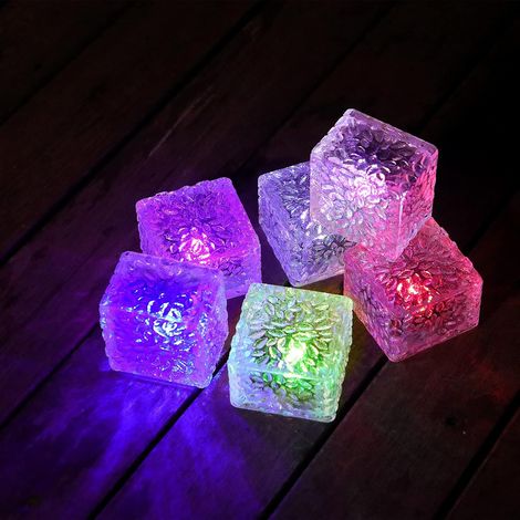 Lot de 2 Luminaires Solaires en Forme de Glace pour Jardin, Éclairage Extérieur de Chemin en Plastique, Décoration de Cour pour Fêtes, Cubes Lumineux pour Allée (1/5)