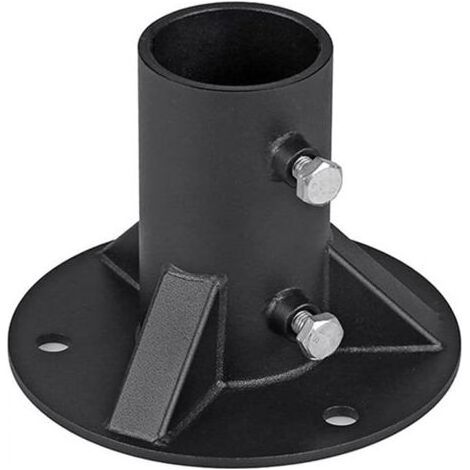 Plaque de base de poteau de clôture en acier robuste avec bride de sol ronde en métal, support de montage noir pour support de balustrade, poteau de lampe ou boîte aux lettres (52 mm) (1/5)