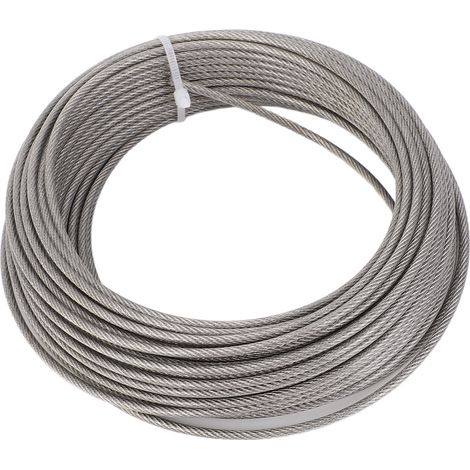 165 Fuß (50 m) PVC-beschichtetes Stahlseil-Set, 3 mm Durchmesser, für Gartenzäune im Außenbereich, Gardinenseile, Schrauben, Befestigungsmaterial und Schlösser. (1/5)