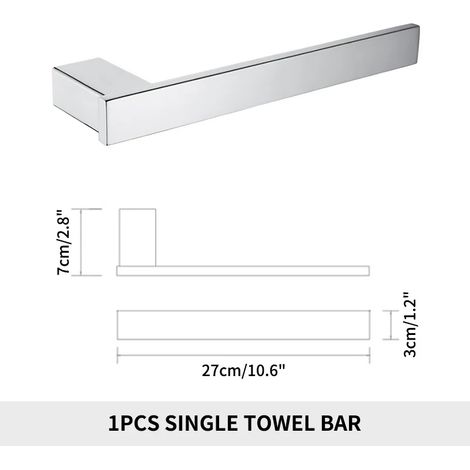 (Anneau porte-serviettes) Accessoires de salle de bain en acier inoxydable : étagère murale, barre porte-serviettes, porte-brosse WC, porte-papier toilette, porte-savon (1/5)