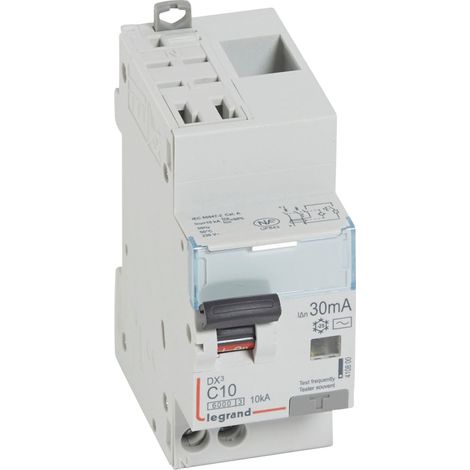 Disjoncteur Différentiel DX3 1P+N Courbe C 10A 30mA 6kA - LEG410800