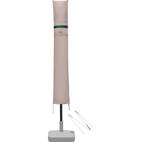 Sekey Housse de Protection pour Ø 300 cm Parasol, couverture de Parasol avec Grilles D’aération, 100% Polyester, Kaki (1/5)