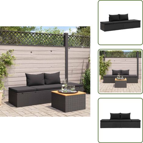 Sonnenliege mit Auflage Poly Rattan Schwarz - Sonnenliege - Gartenliege - Loungebett - Poolliege - Outdoor Möbel (1/5)