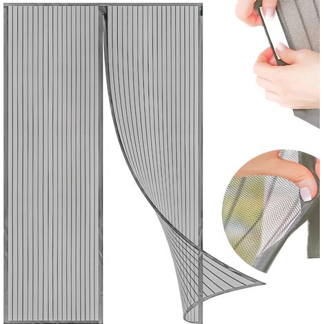 Grigio 150 x 180 cm Zanzariera Magnetica Tenda Tagliabile