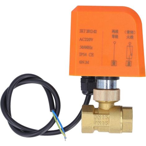 Motorisiertes Kugelventil, 2-adrig, 2-Wege, normalerweise geschlossen, DN15, Messing/ABS, Synchronmotor, 220 V AC