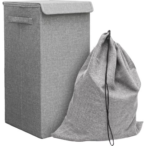 50L Cesto Biancheria Sporca con Coperchio e Sacco 30x30x60 Cesta Portabiancheria (1/5)