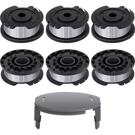 6 bobines pour coupe-bordures Bosch - Compatibles F016800569 et F016800385 - Diamètre 1,65 mm, longueur 4,9 m - Capuchon F016F04557 inclus.