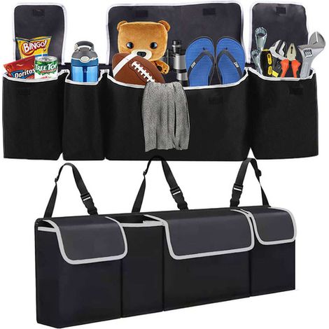 Bolsa organizadora para el maletero del coche, maletero grande para asiento de coche, Velcro Alogy Negro (1/5)