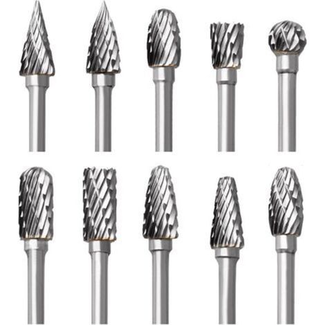 Métal, 3MM, Outil - Lot de 10 Double Coupe de fraises rotatives en carbure de tungstène (1/4)