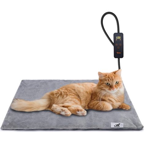 Tapis Chauffant 4540cm, Coussin Chauffant électrique pour Animaux avec Couverture Crystal Velvet pour Chats et Chiens de Nouveau-né, de Petite Taille et de Personnes âgées, Gris-S (1/5)