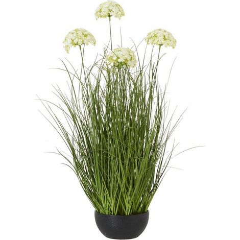 Large Allium Plant in Pot - Plastic - L22 x W22 x H120 cm - White