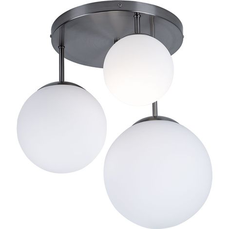 Plafonnier boule de verre télécommandé gradateur de salon dans un ensemble comprenant des ampoules LED RVB