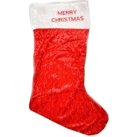 2 Pcs Giant Red Velvet Father Christmas Santa Stocking Sack With Marry Christmas On It 88cm (1/5)