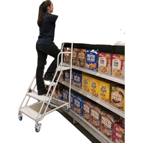 Échelle de magasin roulante, acier robuste, design à 4 marches, 100cm (1/5)