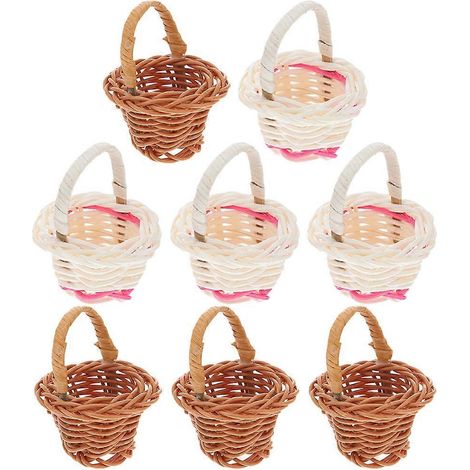 Lot de 8 mini paniers avec anse, accessoires photo, décoration de micro-paysage-7x5cm
