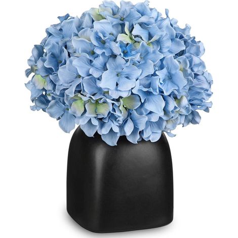 Kunstblumen Hortensien Vase Blumengesteck Wohnzimmer Blau (1/5)